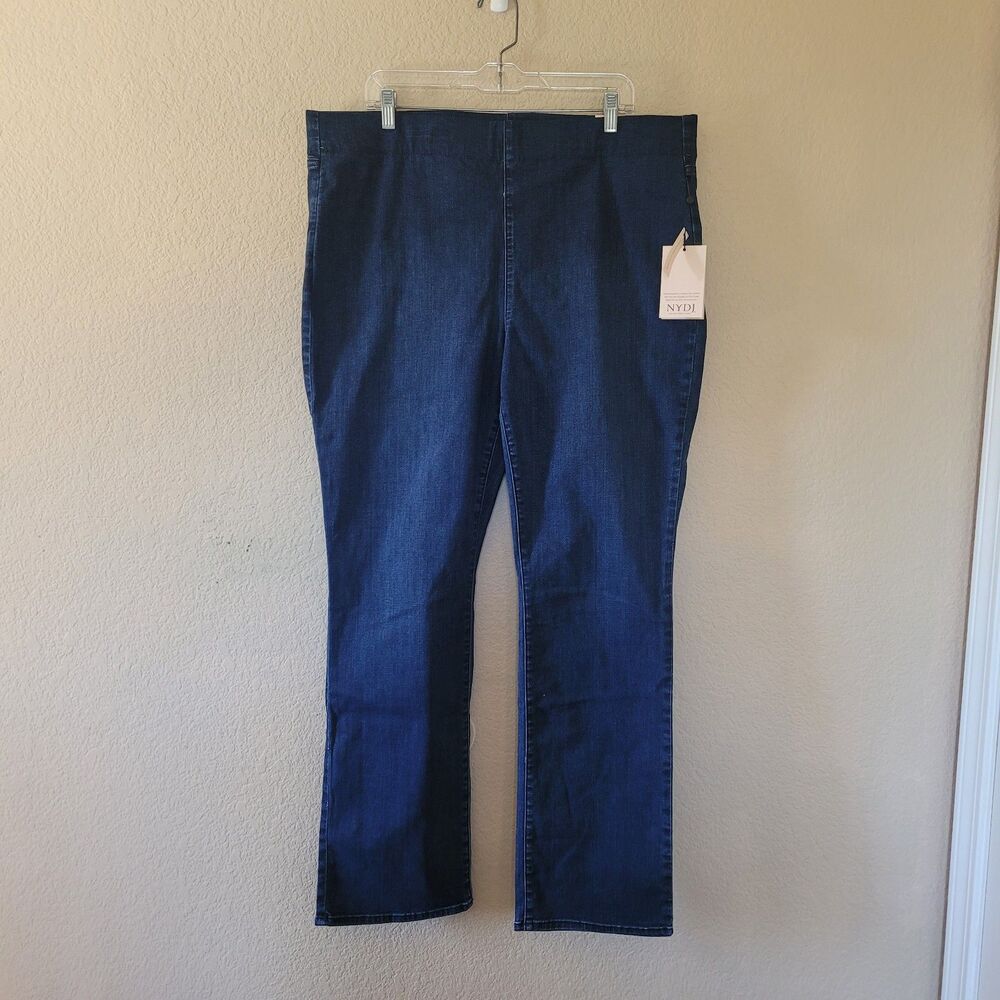 NYDJ Womens Pull On Marilyn Straight Jeans Sz 18 Dark Blue Lift Tuck Technology